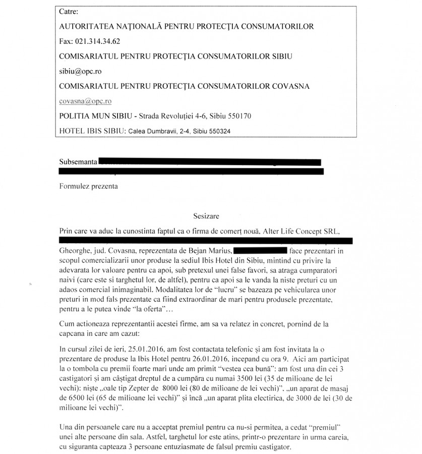 sesizare pensionara