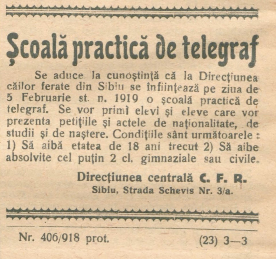 scoala de telegraf februarie