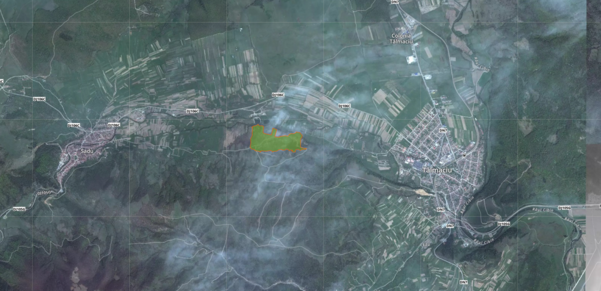Amplasarea ariei protejate Șuvana Sașilor. Foto: ProtectedPlanet.net