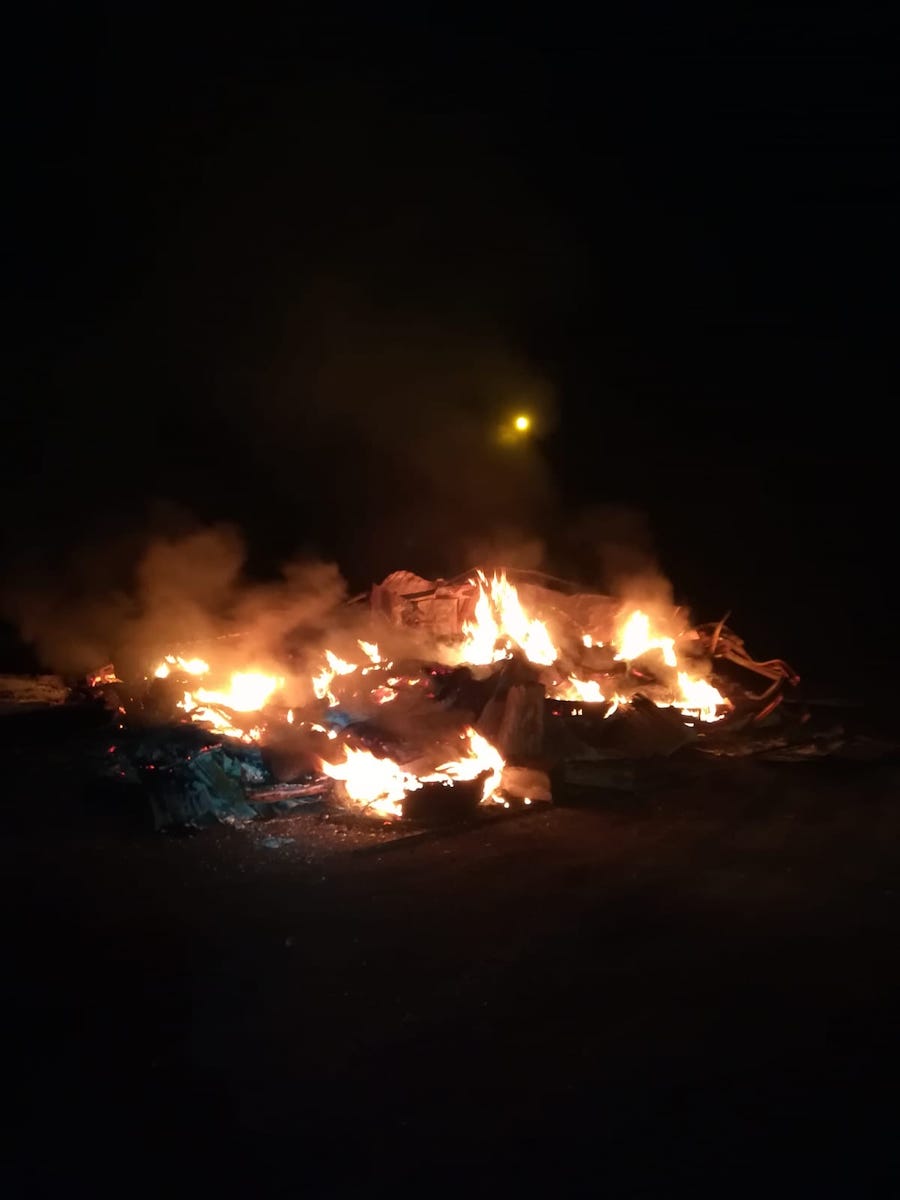 Incendiu la un container cu deșeuri de cauciuc, din Copșa Mică. A izbucnit de la un chibrit