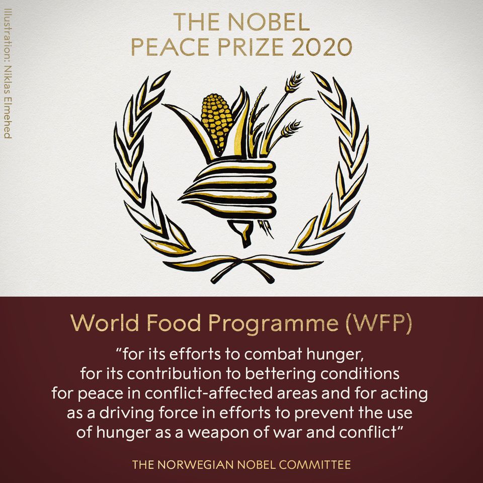 Premiul Nobel pentru Pace, acordat Programului Alimentar Mondial