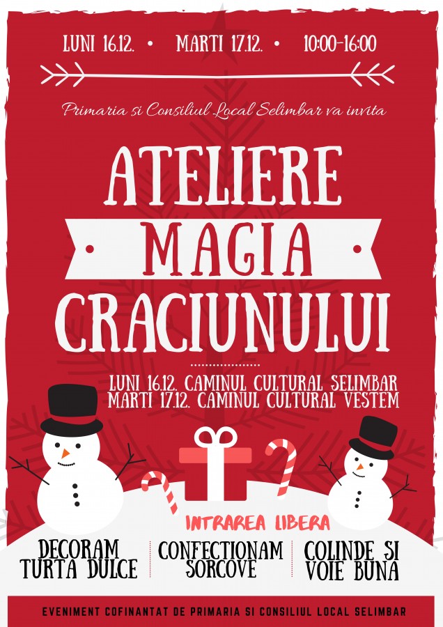 Magia Crăciunului la Șelimbăr. Copiii sunt așteptați la ateliere de creație