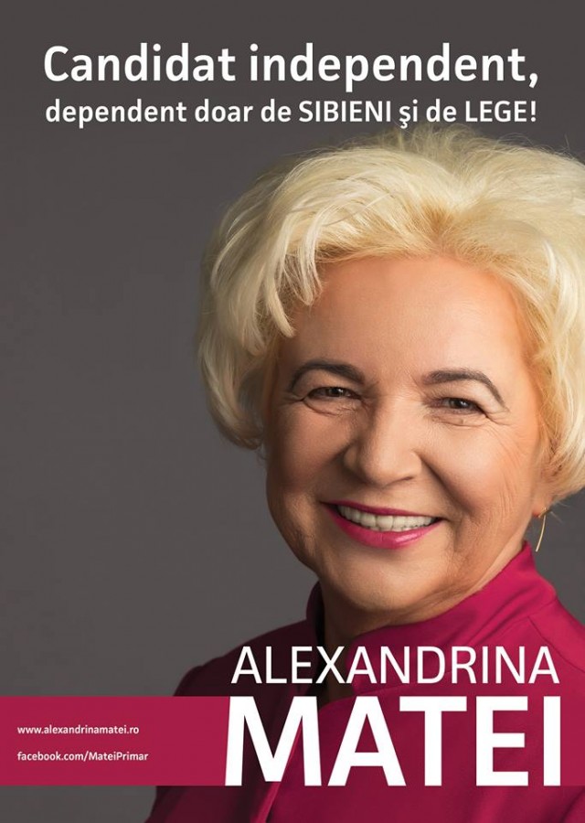 Alexandrina Matei, candidat independent la Primăria Sibiu. Sunt dependentă de sibieni și lege!