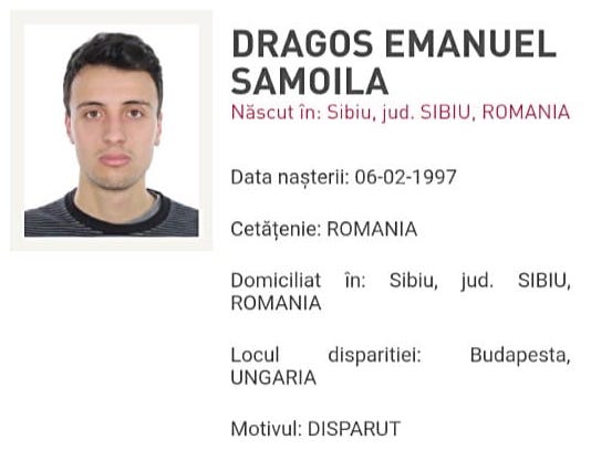 Un sibian de 22 de ani este căutat, după ce a dispărut în Budapesta