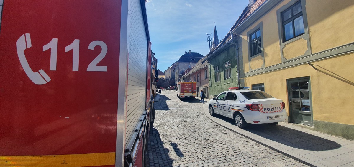 Tavan prăbușit, într-o clădire din centrul istoric al Sibiului