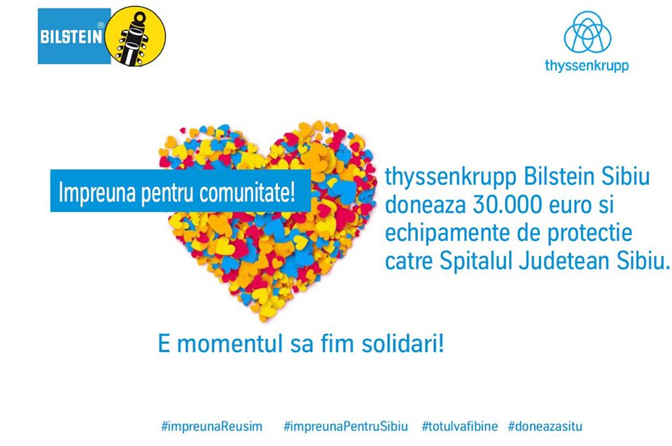 Compania thyssenkrupp Bilstein Sibiu donează 30.000 de euro pentru Spitalul Județean