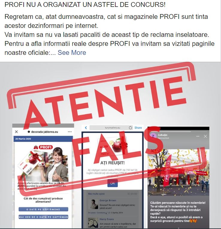 CERT-RO: Campanie cu vouchere false de cumpărături care ţintește clienţii magazinului Profi