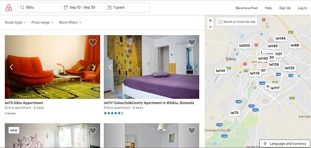 Câți sibieni au locuințe de închiriat pe airbnb și couchsurfing? Cum sprijină economia Sibiului?