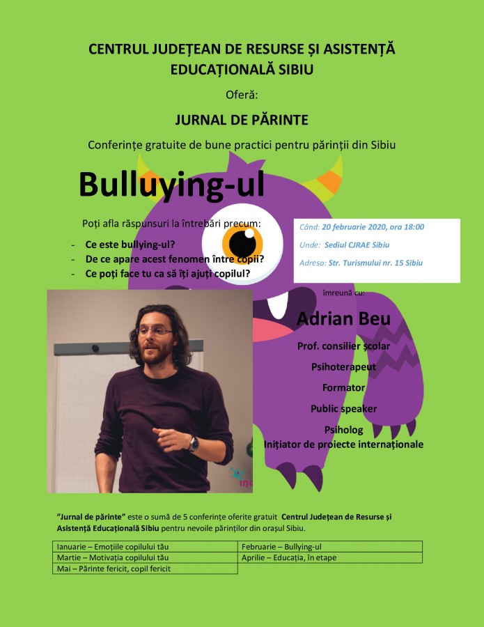 Conferință gratuită pentru părinți pe tema bullying-ului