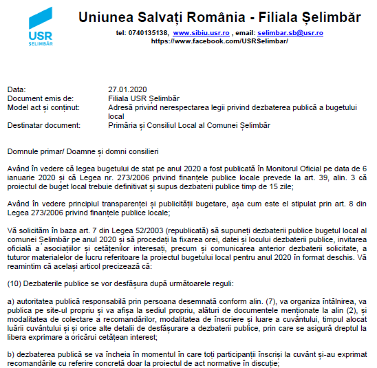 Meciul Primăria Șelimbăr - USR intră în prelungiri. A fost sau n-a fost depusă cerere?