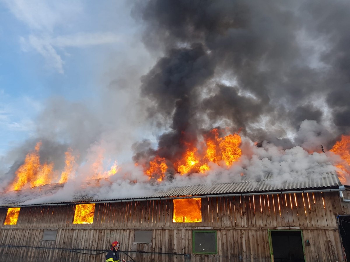 FOTO Incendiu la Bungard: flăcări imense au cuprins o șură