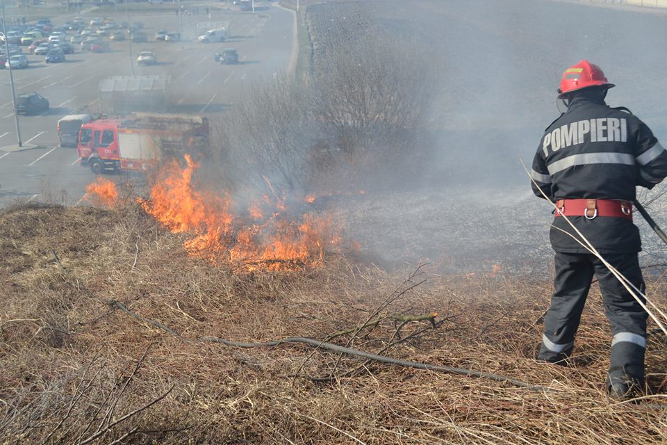 Incendiu de vegetație uscată, lângă Uzina de apă din Cisnădie