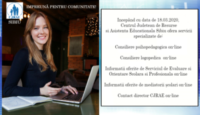 CJRAE anunță consiliere psihopedagogică și logopedică online