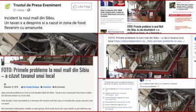 Fake news produs în Sibiu: un tavan prăbușit la noul mall