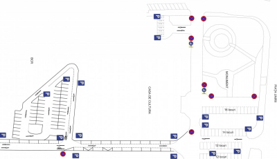 Propunere de reconfigurare a zonei Centrului cultural: taximetrele – mutate, o parte din parcări, desființate