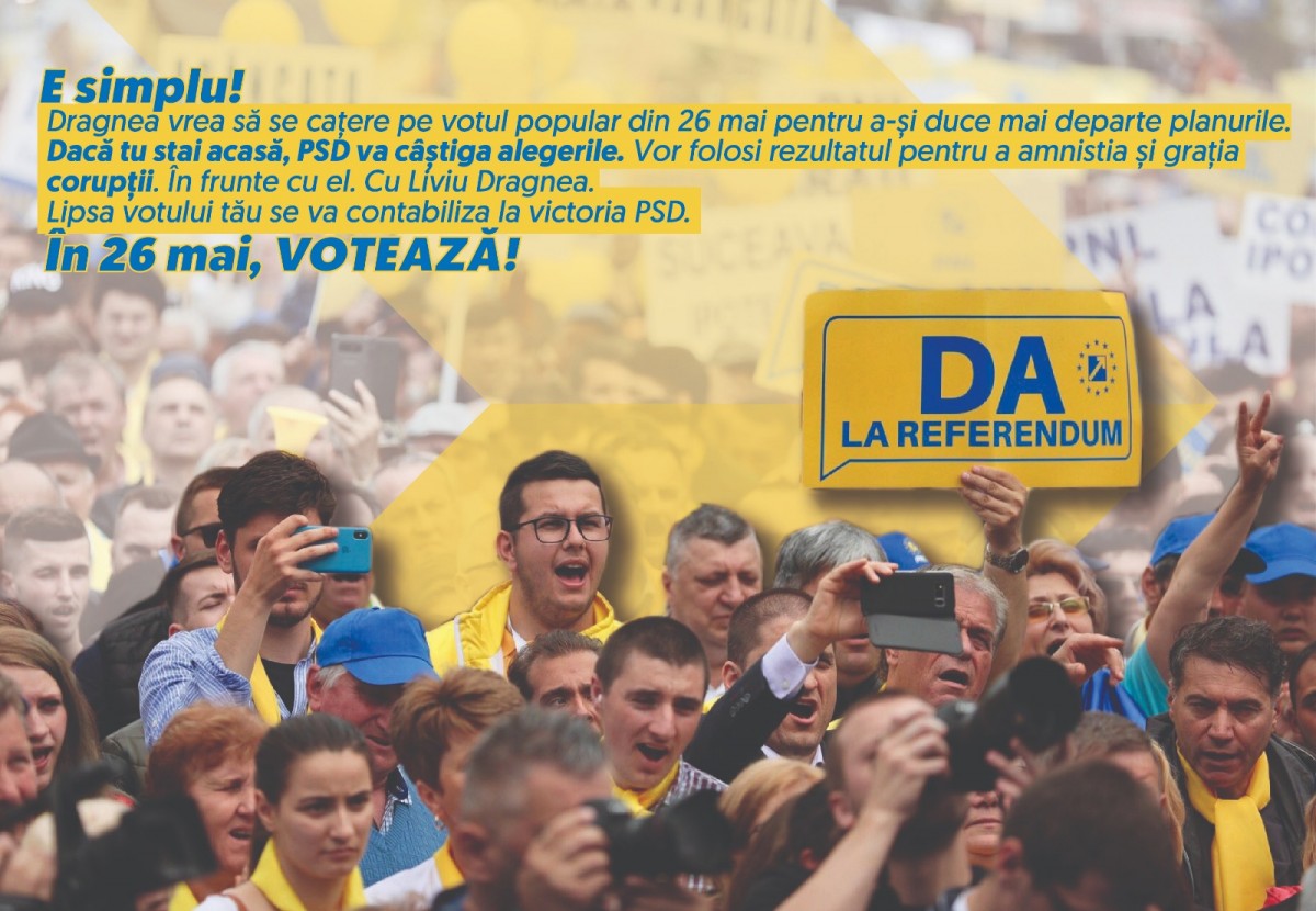 Votul e singura armă a cetățeanului simplu împotriva instaurării dictaturii. E simplu, duminică, votează!