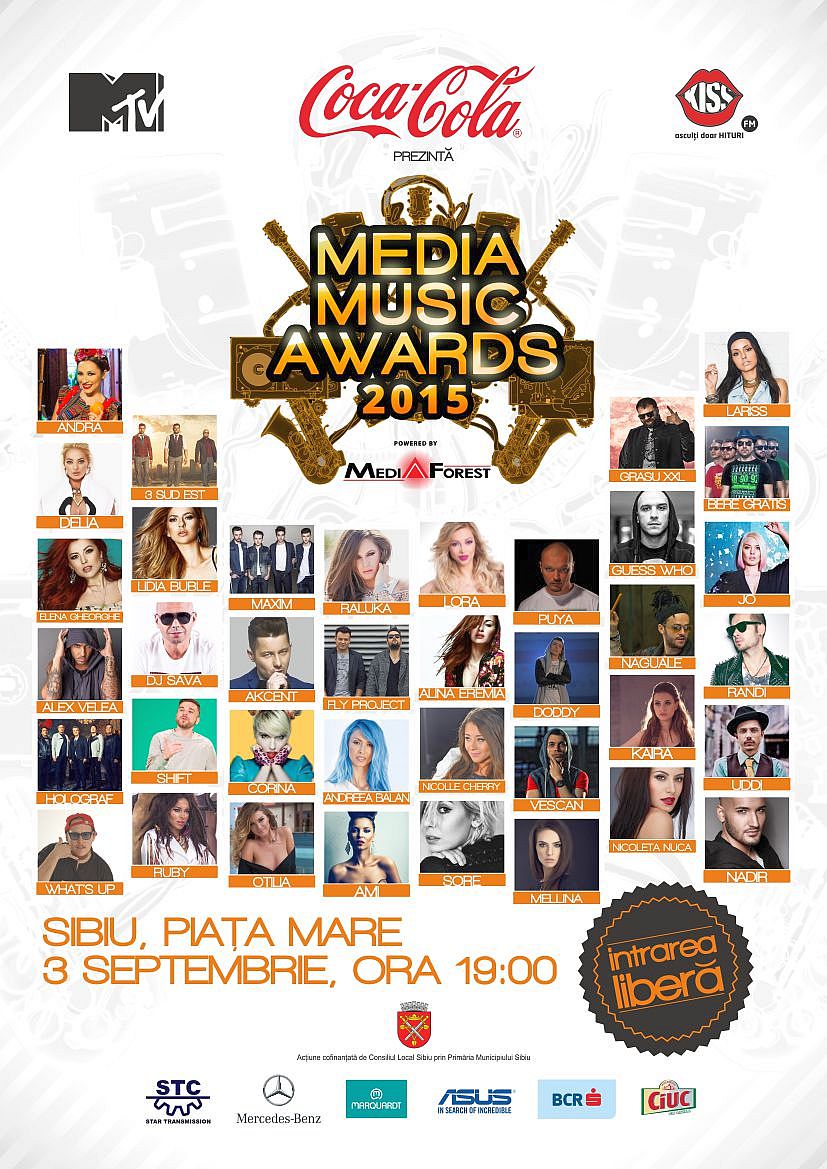Peste 40 de artisti de top la Media Music Awards