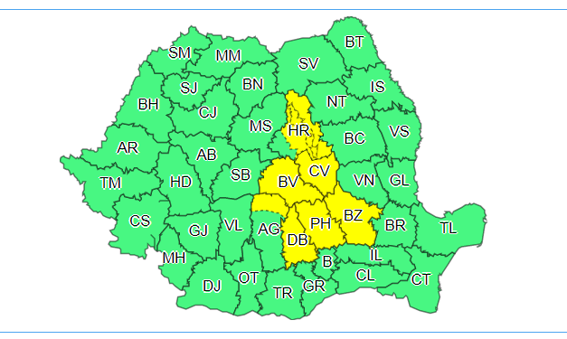 Meteorologii au actualizat codul galben. Sibiul scapă de ploi și vijelii