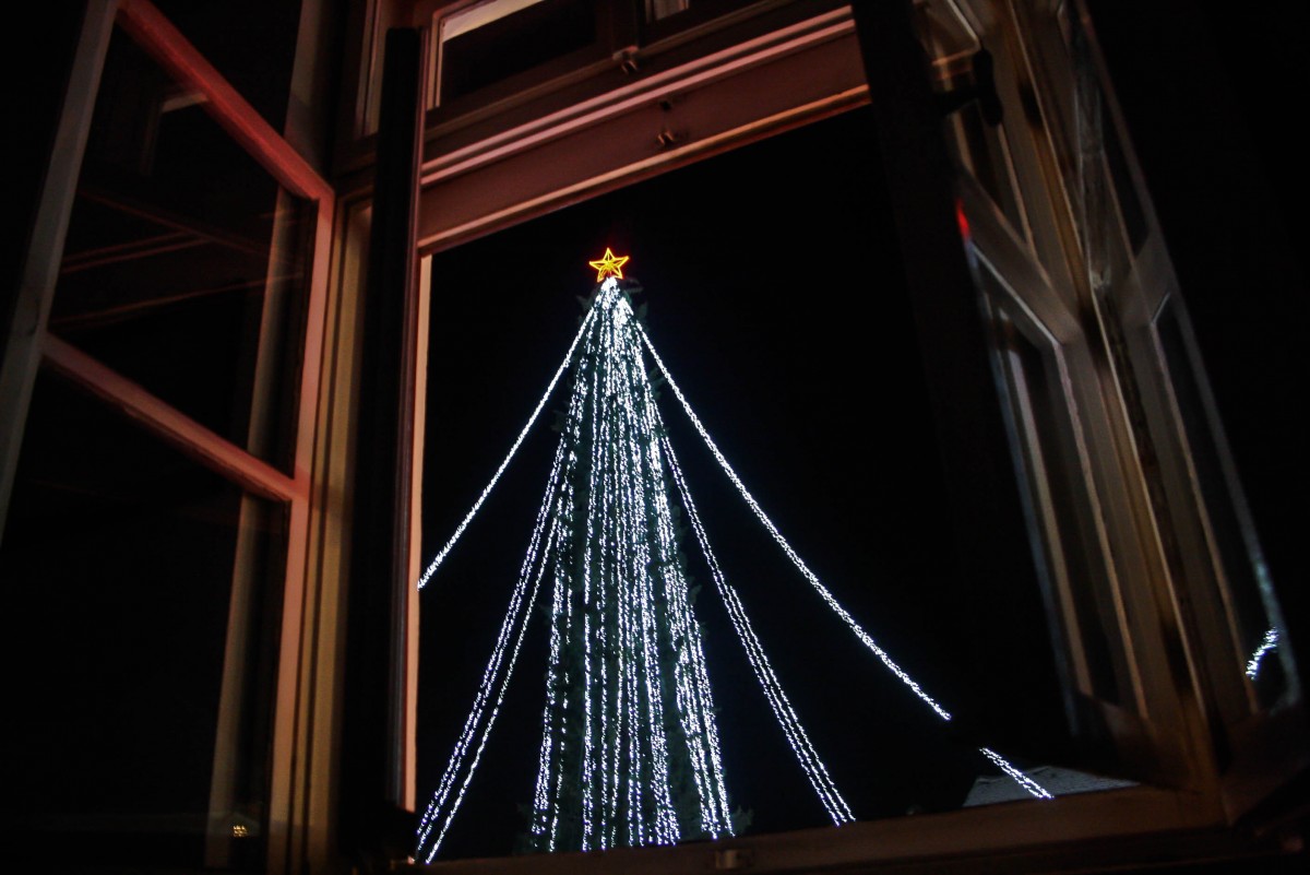 FOTO/VIDEO Luminițe de Crăciun și cel mai mare brad, la Cisnădie