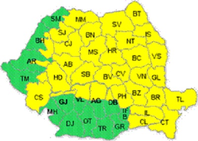 COD GALBEN de ploi în averse și grindină, începând de marți