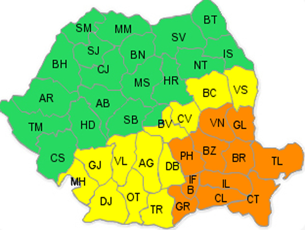 Cod galben de ninsori şi cod portocaliu de viscol în Bucureşti şi alte judeţe din ţară
