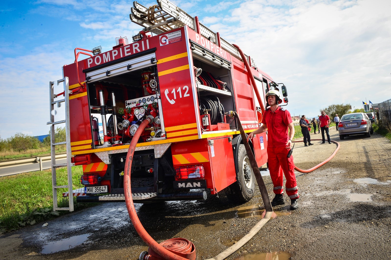DN1, blocat din cauza fumului dens. Un TIR a luat foc
