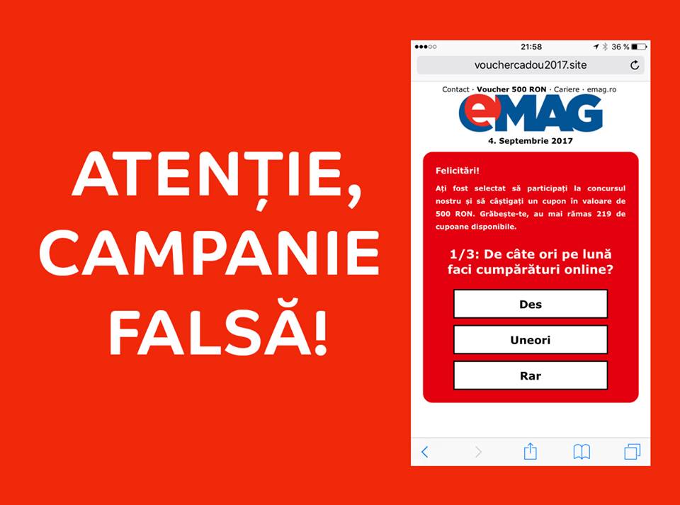 Mesaje promoționale false pe WhatsApp și Facebook Messenger.  Sondaje false 