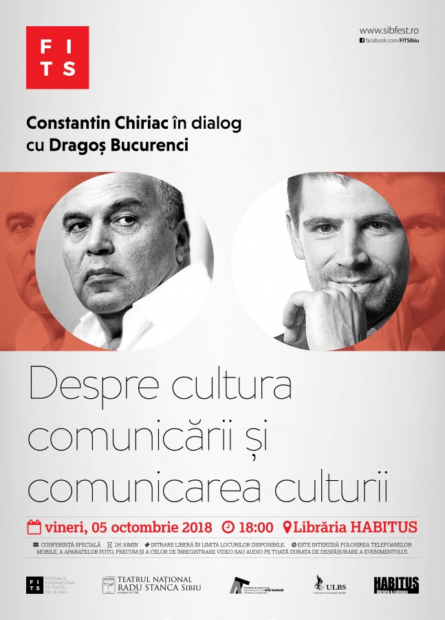 Reîncep conferințele FITS: Constantin Chiriac în dialog cu Dragoș Bucurenci