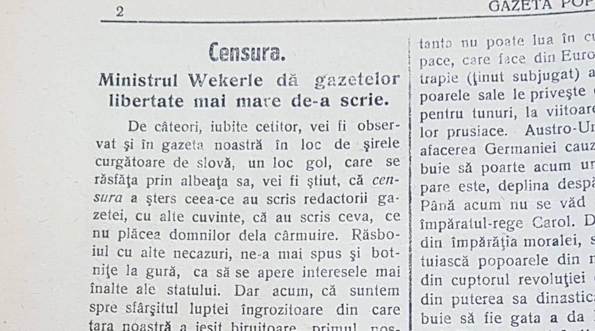 100. Sibiul Marii Uniri. Ziarele nu mai sunt cenzurate, cu o excepție