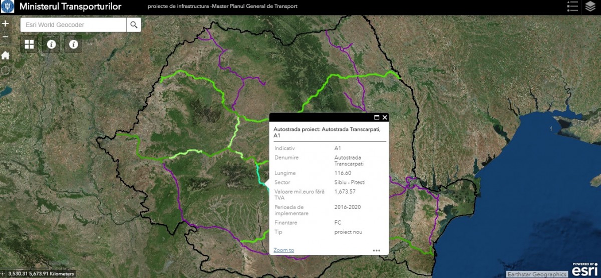 Harta interactivă cu proiectele din Master Planul de Transporturi