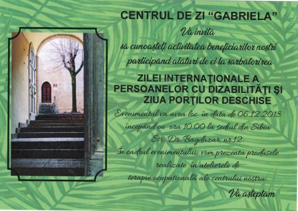 Ziua Internațională a Persoanelor cu Dizabilități, celebrată cu porți deschise, la Sibiu