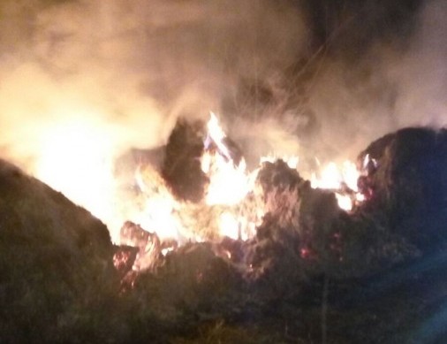 Foto|Incendiu izbucnit la baloți de fân, în localitatea Cheslăr
