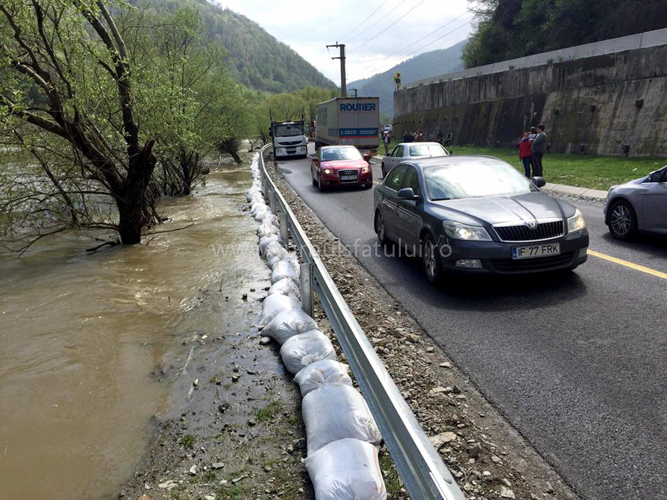 Risc de inundaţii pe Valea Oltului. Apa este la limita carosabilului / Foto - Video