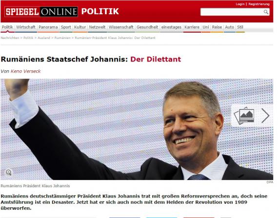 Der Spiegel despre Iohannis: “Diletantul”