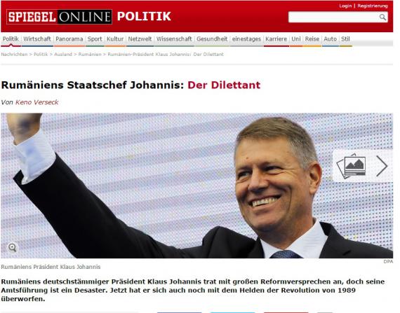 Der Spiegel despre Iohannis: “Diletantul”