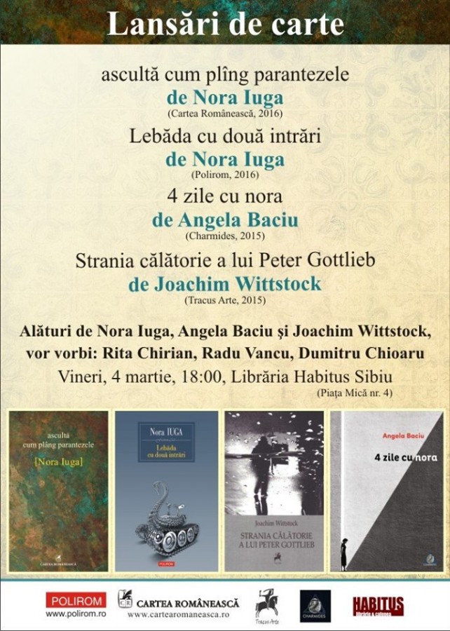 Eveniment dedicat Norei Iuga la Librăria Habitus din Sibiu
