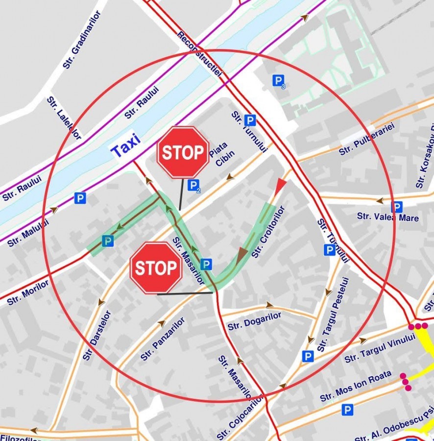 Primăria schimbă regulile de circulație la Piața Cibin