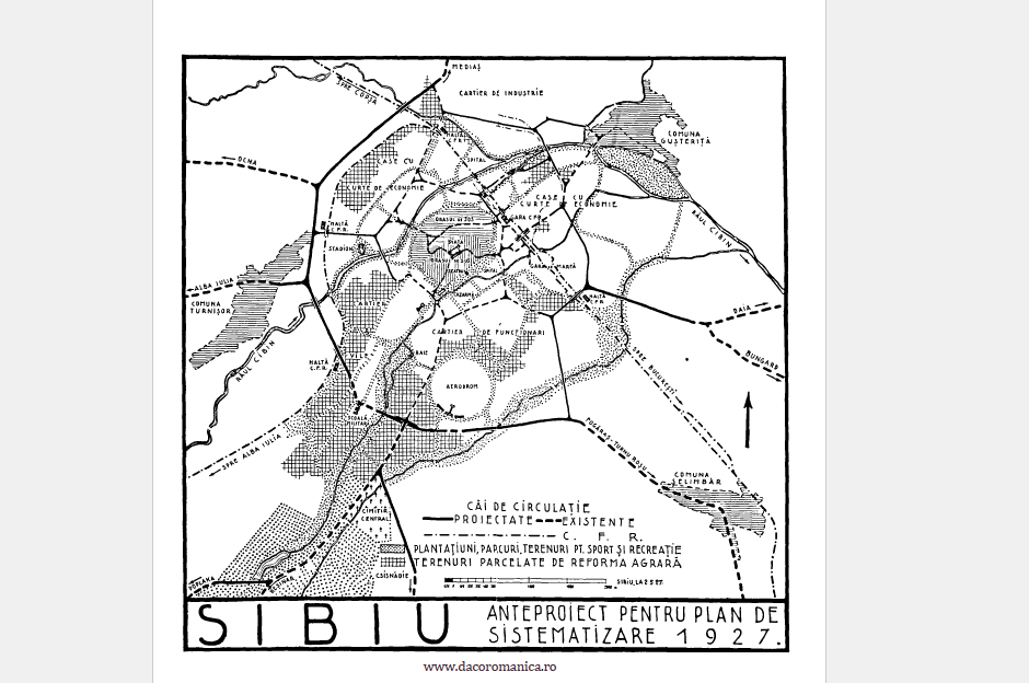 PUG-ul Sibiului, acum 87 de ani. Sibiul verde de atunci s-a pierdut în gri-ul de azi