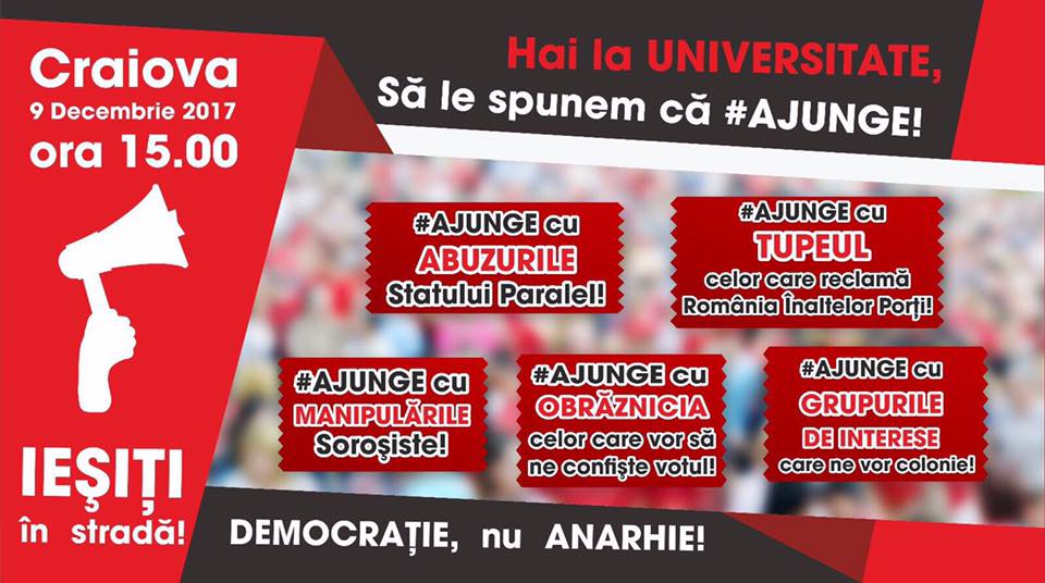 #AJUNGE.  Sloganul mitingului PSD din 9 decembrie