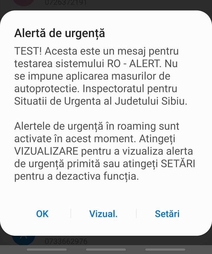 Test în această dimineață: Alerte pe telefoanele sibienilor