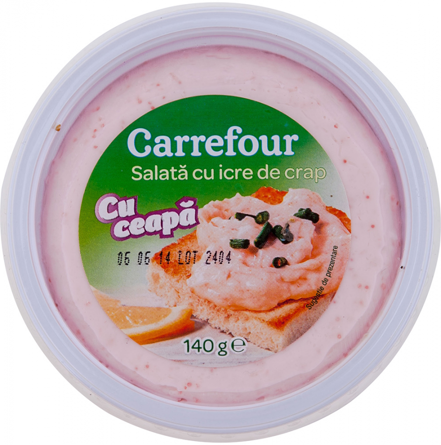 După humus, Carrefour retrage din magazine și salata cu icre de crap