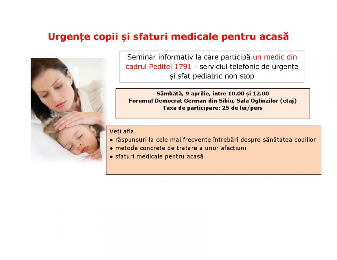 Sfaturi medicale pediatrice, de aplicat acasă, pentru părinții sibieni