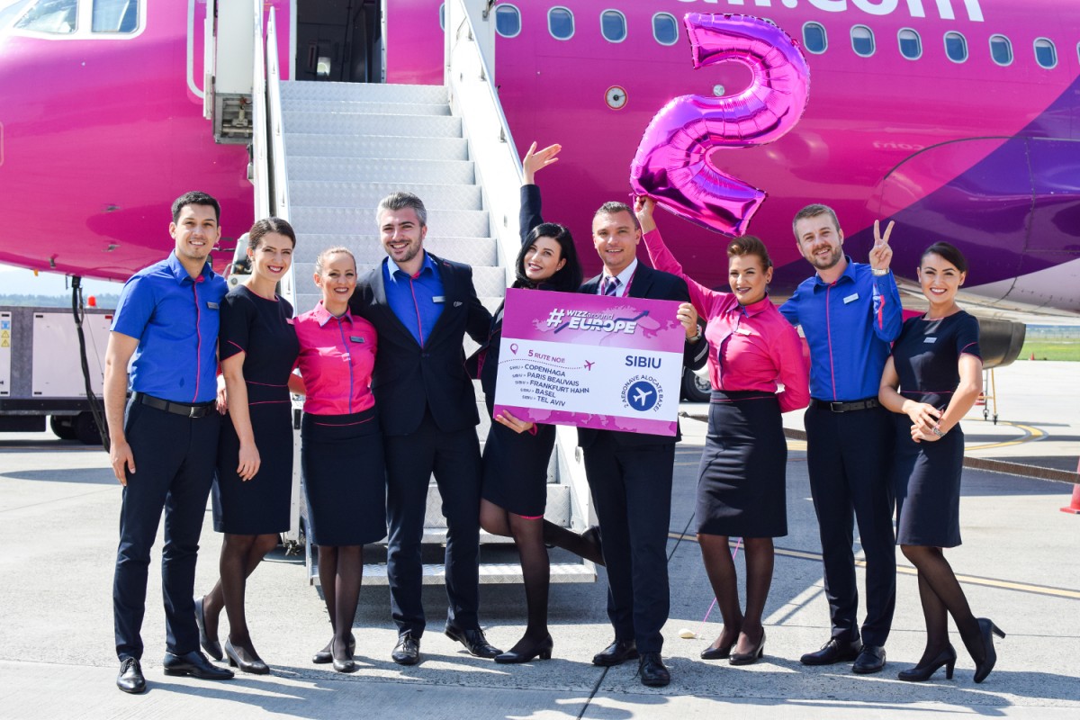 WizzAir anunță investiții de 200 de mil. de dolari la Sibiu și angajări noi