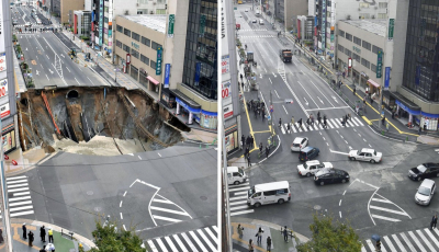 Japonezii au reparat groapa imensă din Fukuoka în 48 de ore