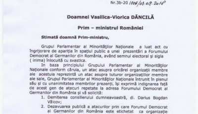 Grupul parlamentar al minorităţilor naţionale îi cere premierului demiterea lui Darius Vâlcov