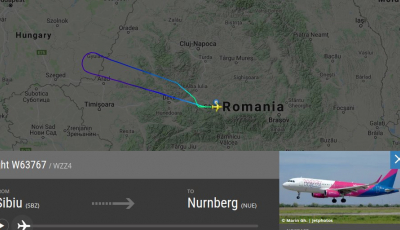 Un avion a revenit pe aeroportul din Sibiu la scurt timp după ce decolase spre Nurnberg