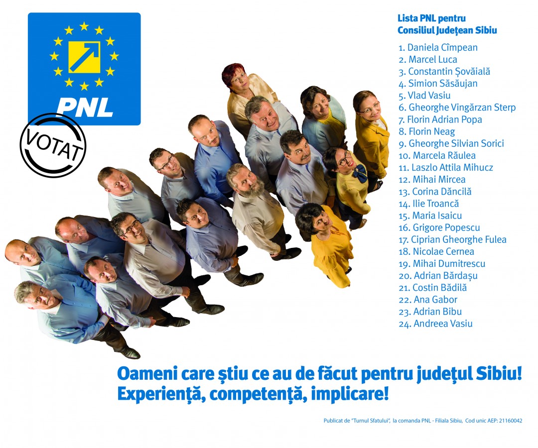 Oameni care știu ce au de făcut pentru județul Sibiu! Lista PNL pentru CJ Sibiu