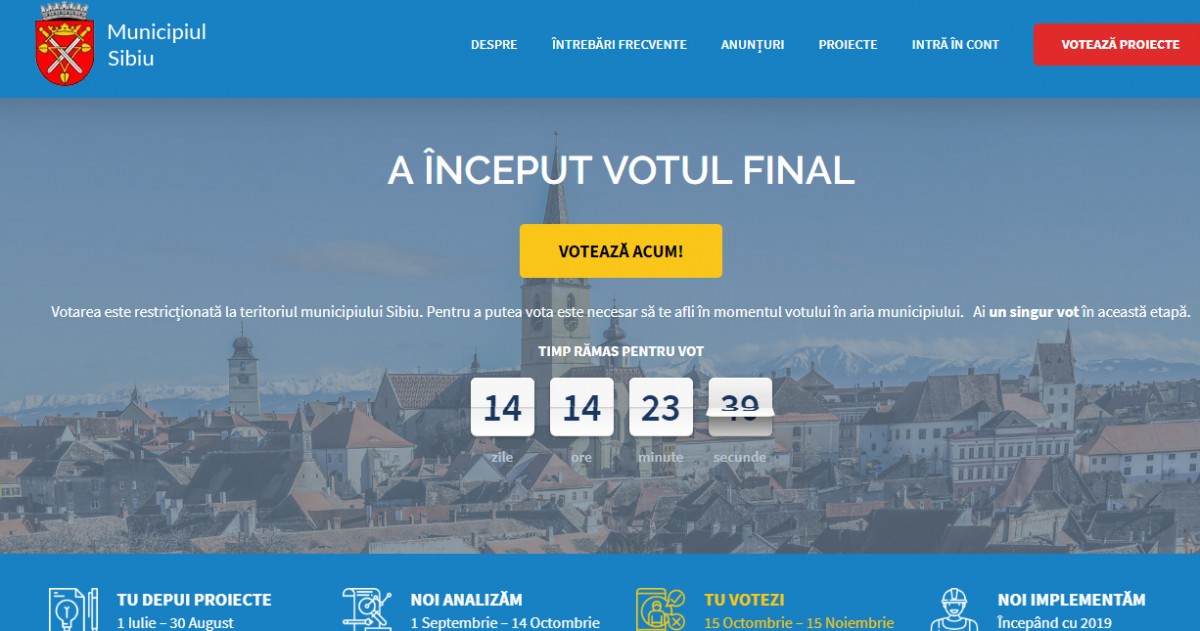 A început votul final pentru proiectele depuse în programul de bugetare participativă (CP)