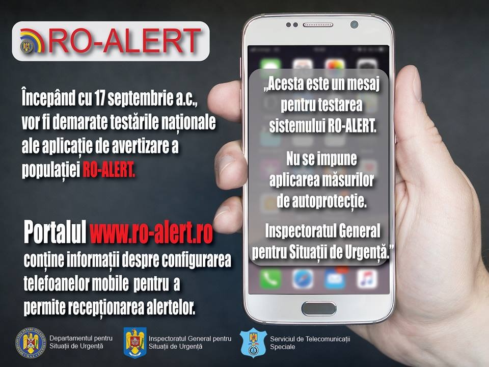Sistemul de avertizare RO - ALERT, testat în Sibiu
