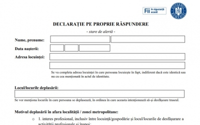 Motivele pentru care se poate ieși din localitate. Modelul nou de declarație